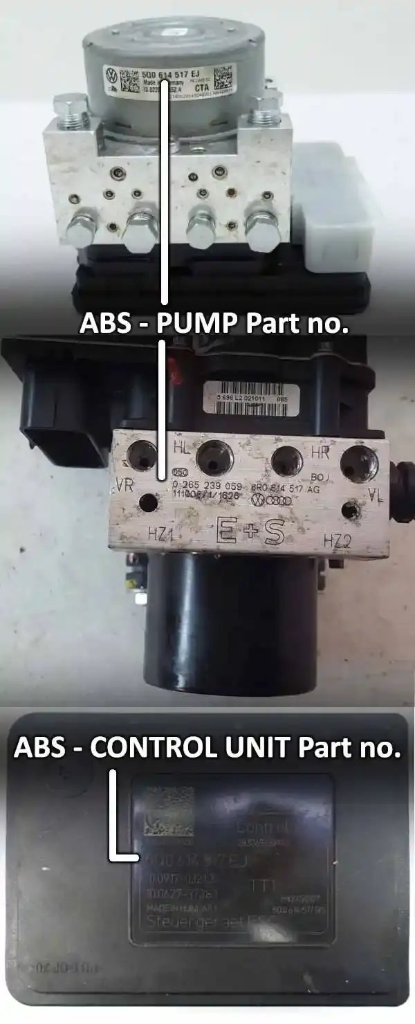 Teilenummern der ABS-Pumpe