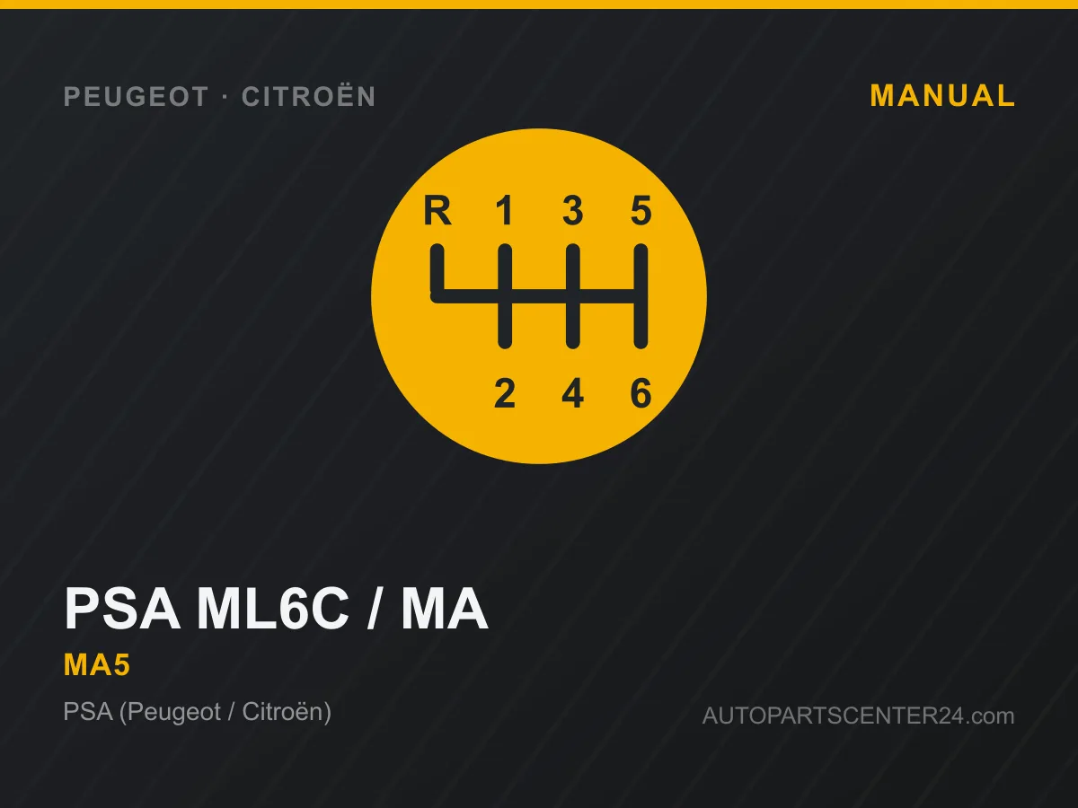 PSA ML6C / MA manual gearbox – schematic of the gearbox type, current photos sent with the quote